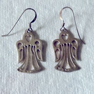 Vintage 925 Angel earrings wires made in Mexico EUC